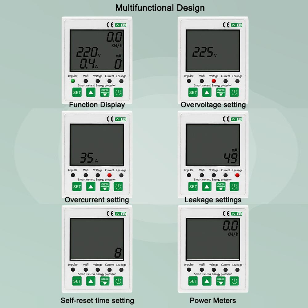 Tuya WiFi 2P Intelligent Leakage Protecting Switch Current Voltage Monitoring Timer Function Power