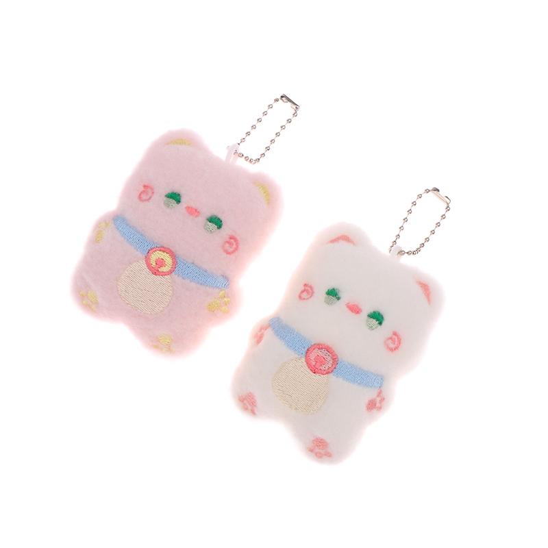Cartoon Plush Cat Doll Squeaky Toy Stuffed Animal Doll Keychain Cute Bag Pendant Backpack Charms Key Holder Couple Gifts