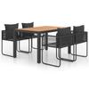 VidaXL Garden Furniture Set 5 Pcs PVC Wicker Resin Black and Brown