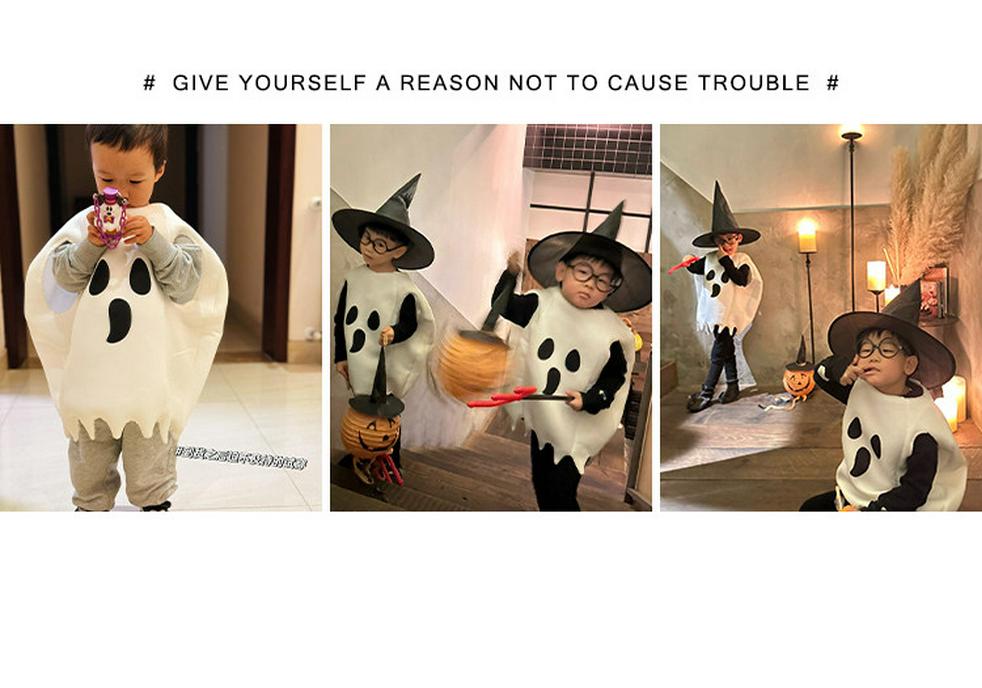 Halloween Pumpkin Ghost Costume Set for Boys with Cloak, Cape & Props