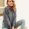 Winter  Women Pearl Beading Lantern Knitted Sweater  Sleeve Loose Gray Pullover Women Soft Warm Autumn Casual Jumper