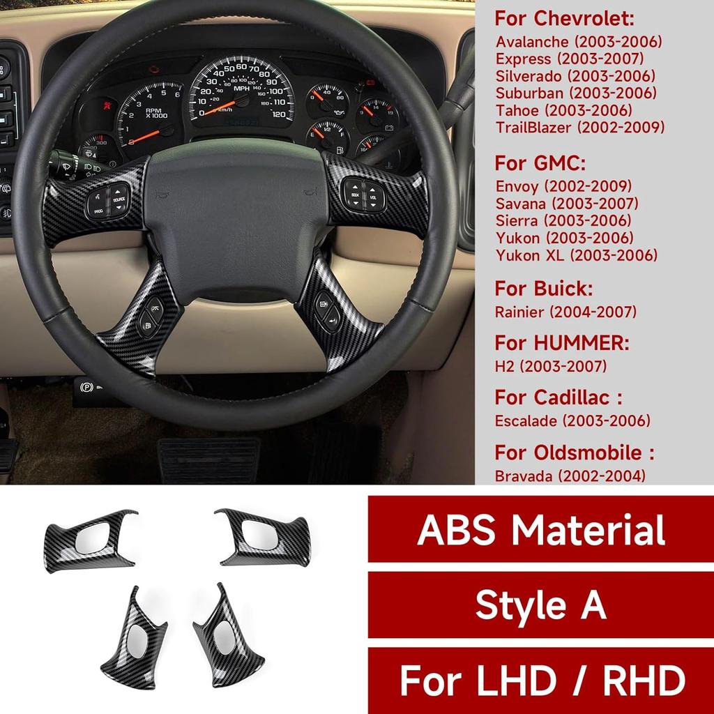 4PCS Car Trim Cover Carbon Style ABS Decal Sticker Compatible With Chevy Silverado Suburban Tahoe Avalanche Express GMC Sierra Yukon Savana 2003-2006