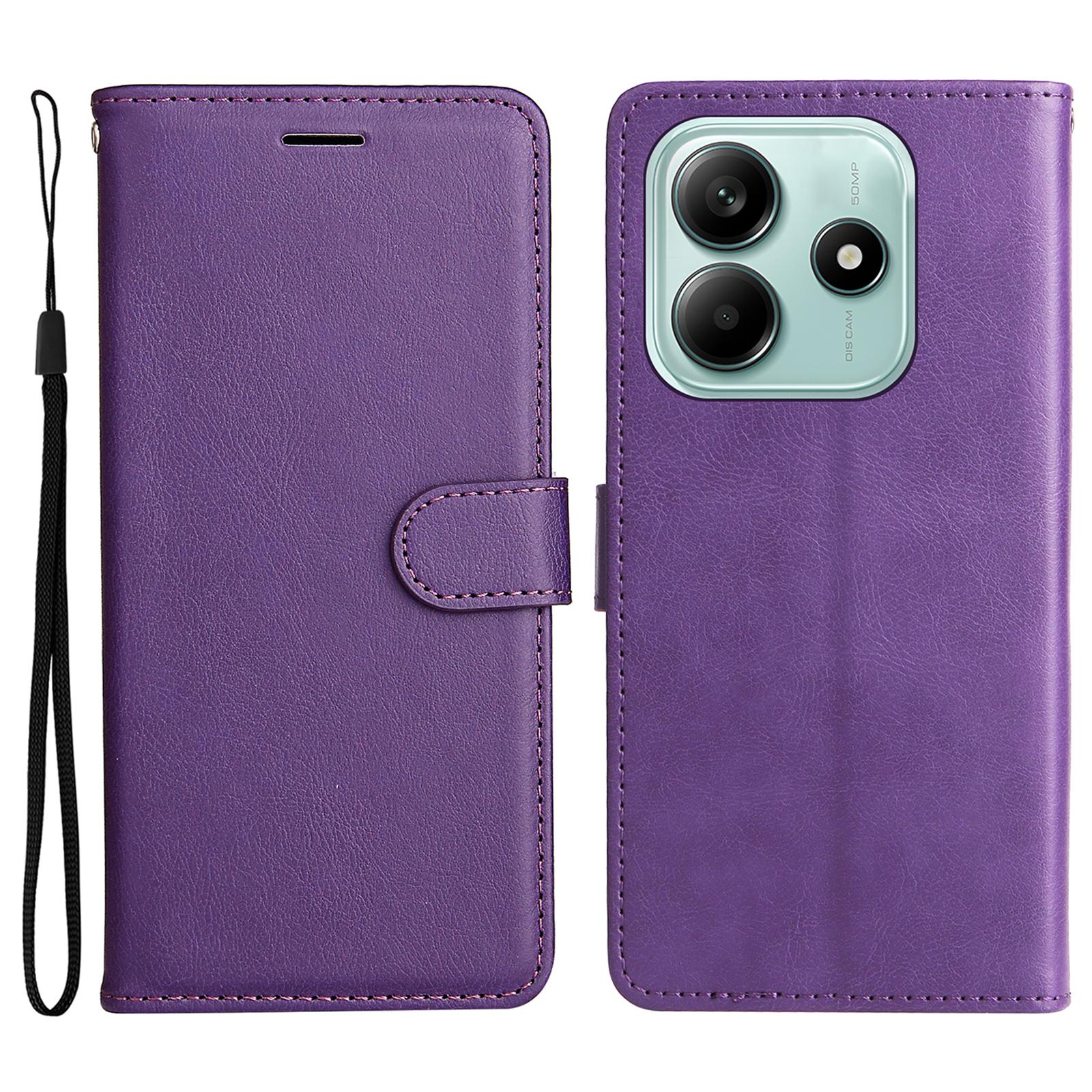 

Чохол для Xiaomi Redmi Note 14 5G Однотонний Шкіряний Мобільний Чохол Гаманець Підставка з Ремінцем Purple