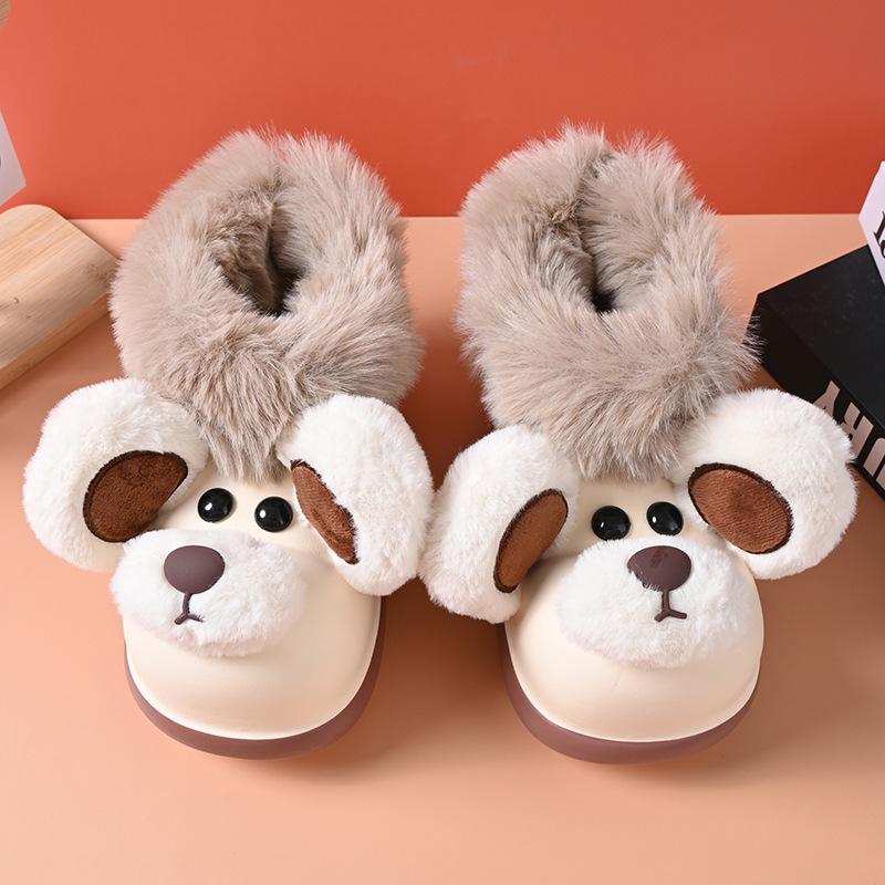 Little Bear Kids  Plush Cotton Slippers - Winter Cartoon Fur Snow Boots for Girls & Boys 40-41