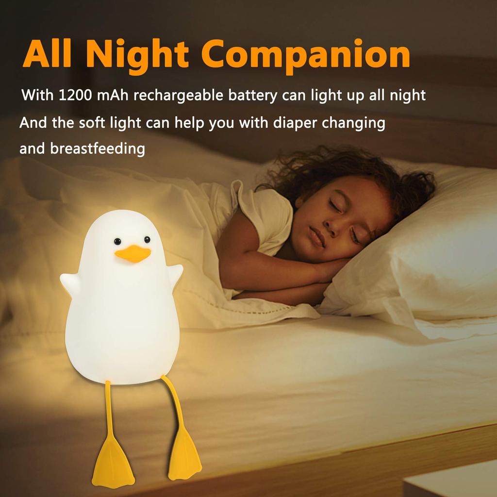 FULLOSUN Duck LED Night Light, Bedside Lamp, Nursing Light, Timer Setting, Cute Dimmable, PuniPuni Table Lamp, Night Light, Gift for Bedside, USB