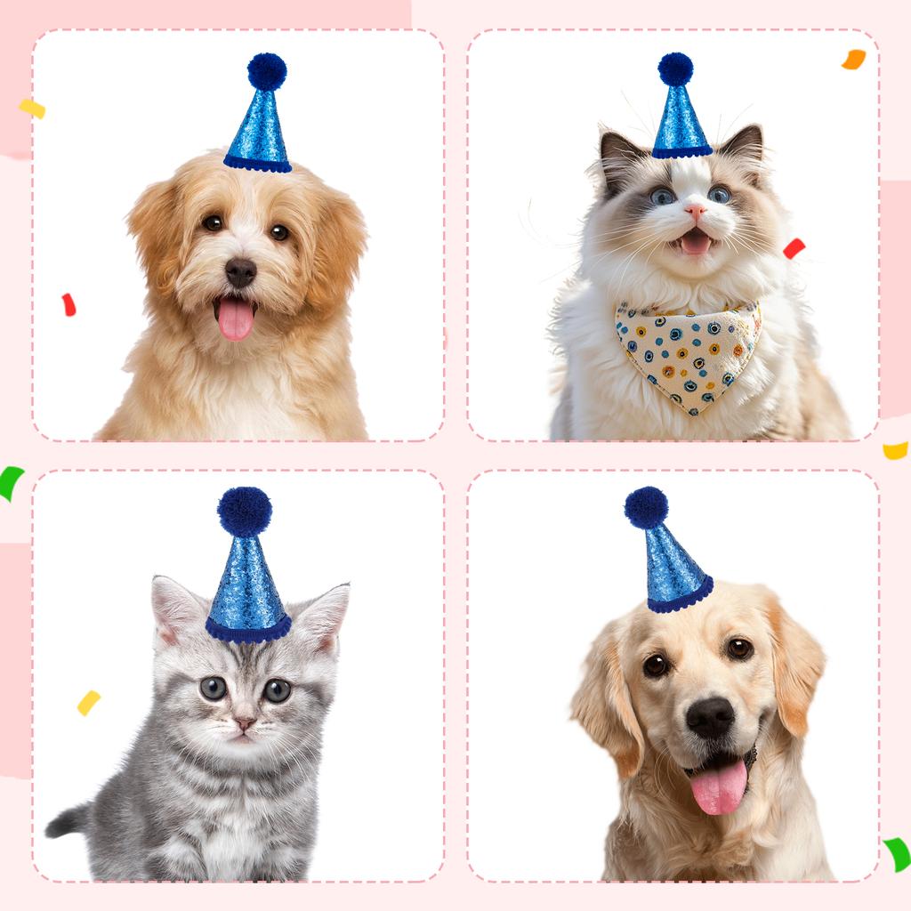 12Pcs Mini Small Dog Hat Cat Birthday Party Hat Reusable Puppy Cap Creative Kitten Cap Costume Accessories for Party Birthday