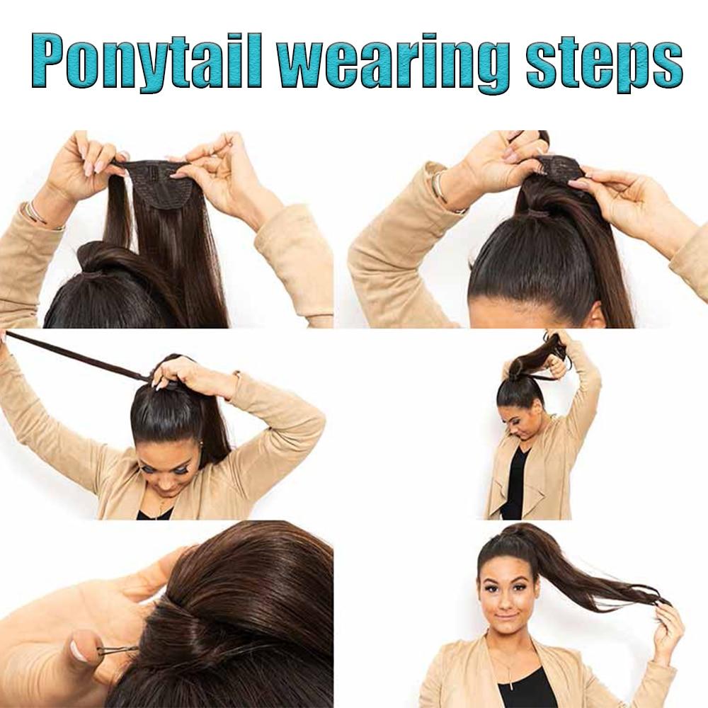 LISI HAIR Dlouhé rovné zavinování kolem klipsy do culíku Prodlužování vlasů tepelně odolné syntetické umělé vlasy s pony ocasem