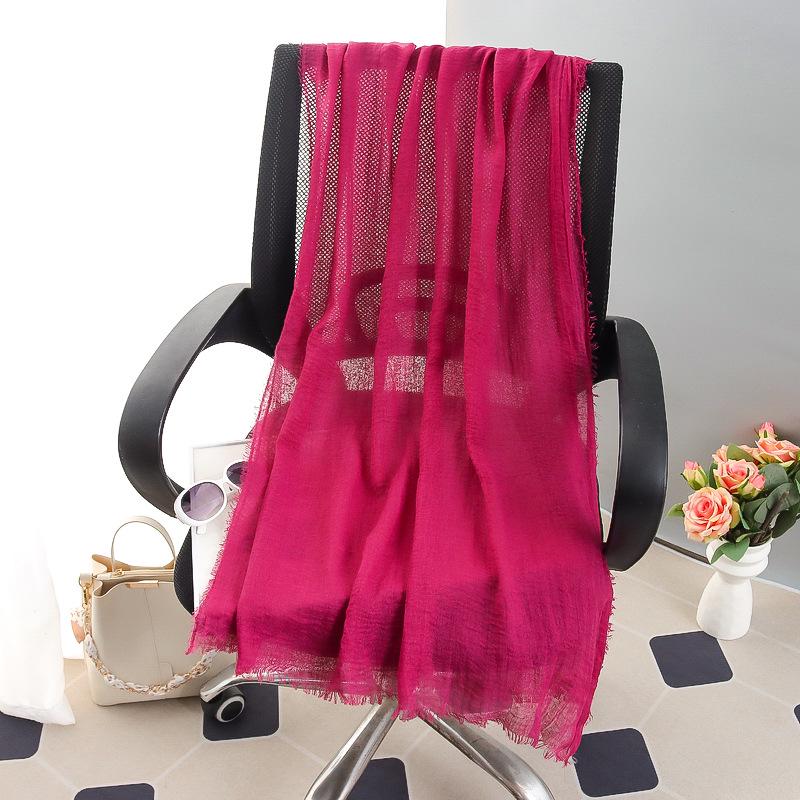 Sciarpa grande da donna in cotone e lino di colore puro: Foulard musulmano primaverile/estivo, telo mare, scialle con protezione solare