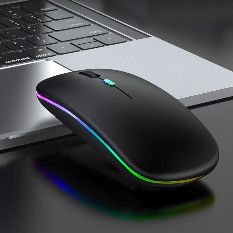 Souris Sans Fil Bluetooth 5.0 Avec Lumière RGB Rechargeable par USB Pour Ordinateur Portable PC Macbook Souris Gaming 2.4GHz 1600DPI