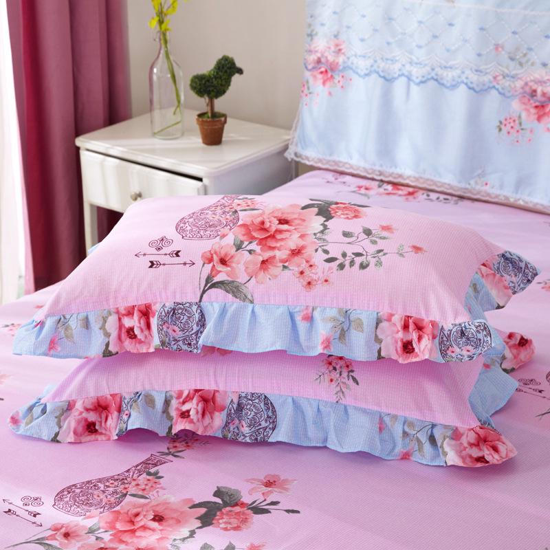 3PCS Printed Ruffled Soft, Comfortable and Breathable Bed Skirt (One Bed Skirt and Two Pillowcases, Excluding Pillow Core) Bed Skirt, Bedspread