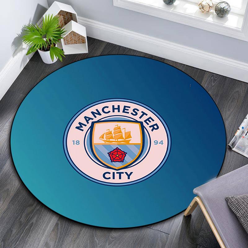 Man City Round Area Rug,Carpet Rug for Living Room Bedroom Sofa Playroom Decor,Non-slip Floor Mat