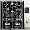 Rideau de douche Citations drôles Noir et blanc cool Règles de salle de bain Rideaux de douche Mots amusants mignons pour toilettes Fable Devise Salle de bain