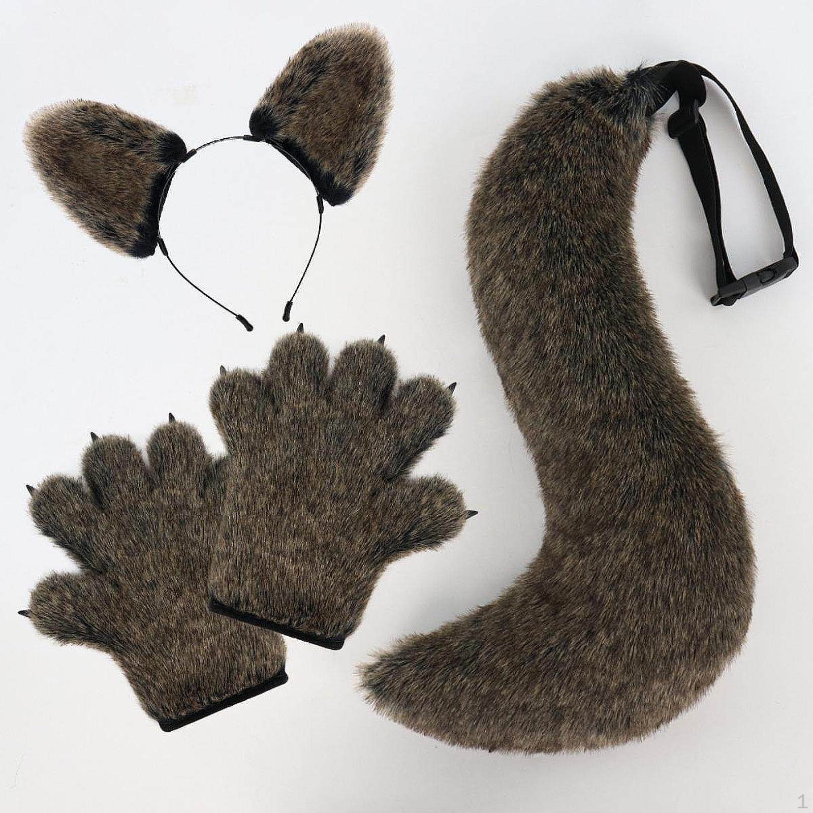 

Набор «Волчьи уши, когти и хвост» для косплея животных для вечеринок, карнавалов, праздников чёрный