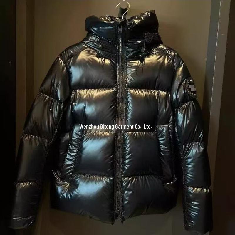 2025 Unisex Canada Goose Błyszcząca Kurtka Puchowa Puffer z Kapturem, Czarna - Ciepła i Luźny Krój