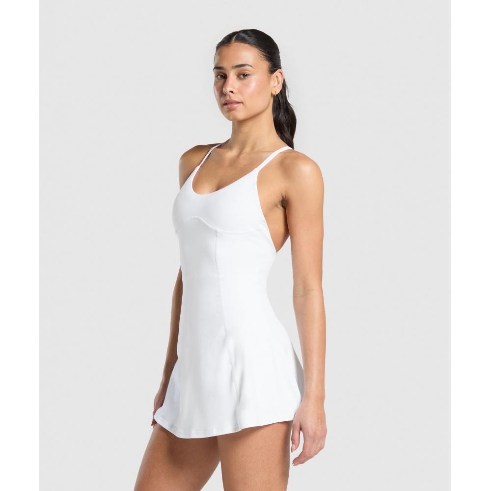 Gymshark Strappy 2 In 1 Dress White B2c6r Wb57