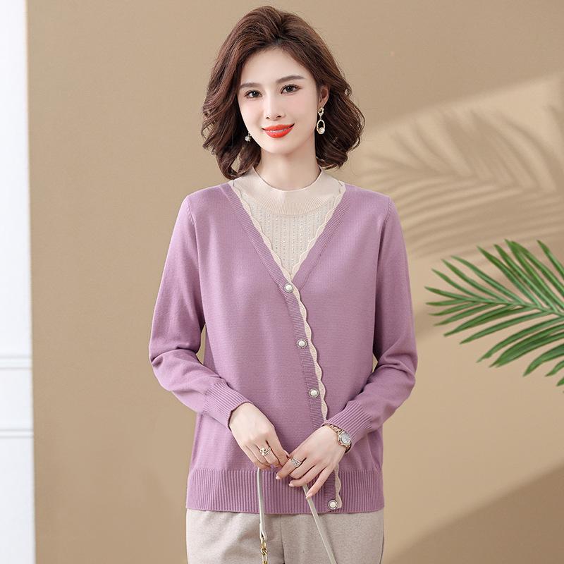 Women's Autumn & Winter Plus Velvet Fleece Sweater for Middle-Aged & Elderly - Comfortable One-Piece Imitation Mink Base Layer.