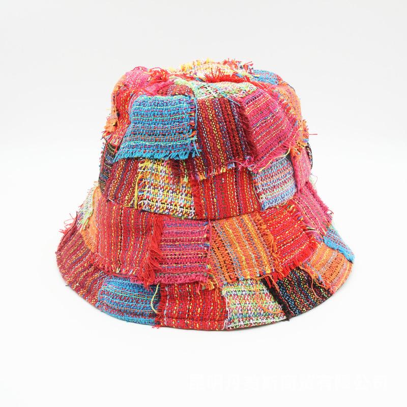 

Unisex Ethnic Patchwork Wide-Brim Fisherman Sun Hat M (56-58 cm)