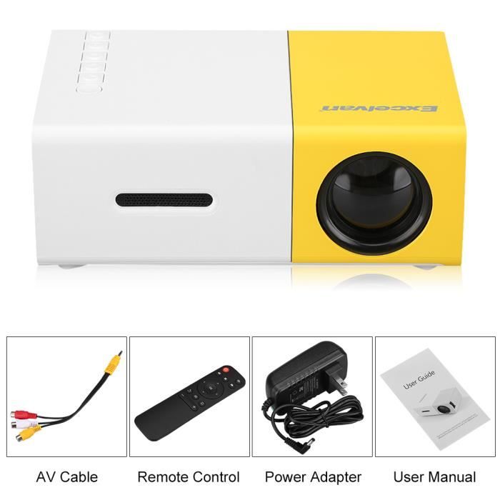 Projecteur LED Portable EXCELVAN YG300 - 320x240 - 50 Lumens - Cinéma/Multimédia - Jaune-blanc