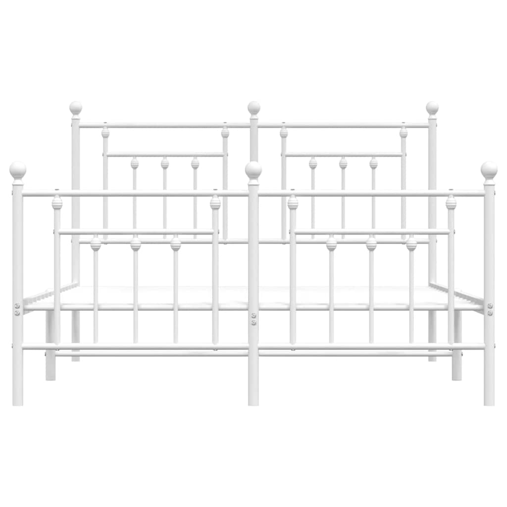 Vidaxl Metal Bed Frame with Headboard and Footboard, White, 150X200 Cm