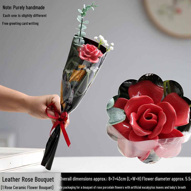 Handmade Ceramic Rose Bouquet - Valentine's Day Gift & Home Decor