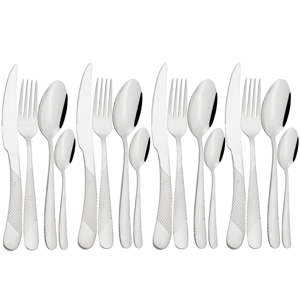 

16 шт., набор столовых приборов из нержавеющей стали, высококачественная столовая посуда, нож, вилка, чайная ложка, набор столовых приборов, кухонный домашний ресторан, набор столовых приборов серебряный