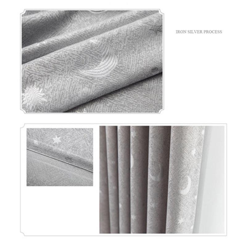 Fashion Modern Jacquard Moon Star Blackout Window Curtains High Shading Living Room Bedroom Decor
