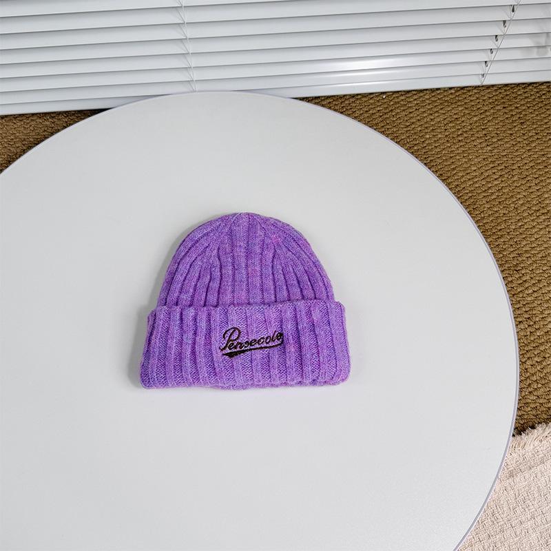 Neuer Kinder Wollstrickmütze Koreanischer Stil Einfache Englische Buchstaben Bestickte Wollmütze für Jungen und Mädchen Baotou Ohrenschutzmütze