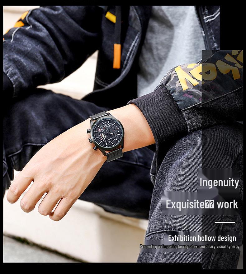 Sanda Men’s Six-Hand Waterproof Casual Business Watch - Korean Style Fashion Trend