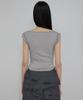 Peulleeoeob Asymmetrical Draped Roll-Up T-Shirt (Fl-165_Gray)