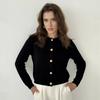 Beige Short Knit Cardigan with Gold Buttons
