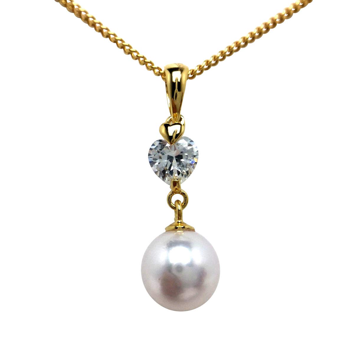 

Isowa Pearl (Ise-Shima pearl specialty store) Akoya pearl pendant top, approximately 7.6mm, white-pink, silver, zircon, heart design, 69211