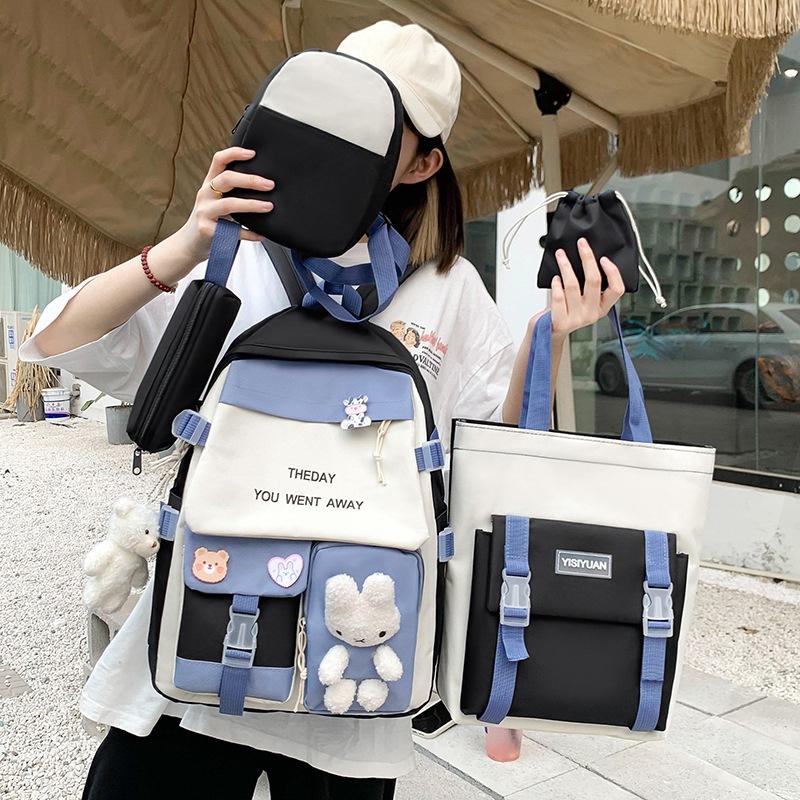 School bag backpack large capacity new middle and high school school bag casual nylon backpack cute girl shoulder make-up bag