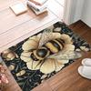 Bees and Flowers Printing Non-Slip Small Rug Waterproof Easy Clean Floor Mat for Indoor Outdoor Use Durable Home Decor Fashion