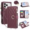 Quilted Zipper Wallet Phone Case For iPhone 17 Pro Max Air 17e 16e 16 15 14 Plus 13 12 Mini 11 Crossbody Strap Card Holder Cover