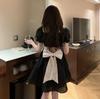 2026 Summer Trendy French Sweet & Spicy A-line Dress with Puff Sleeves & Bow