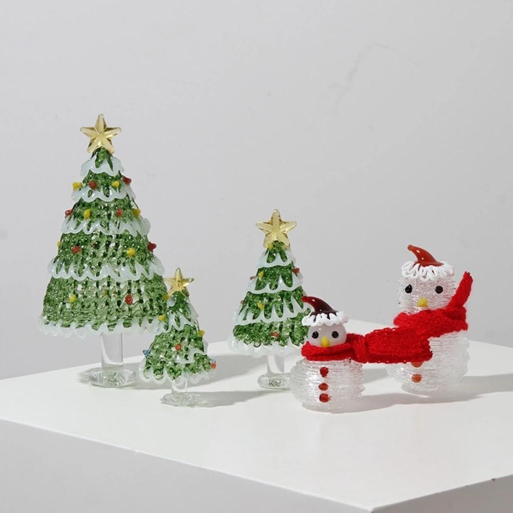 Brushed Glass Snowman Figurines Handcrafted Glass Christmas Decoration Party Supplies