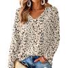 Women's V-Neck Long Sleeve Print Blouse Lightweight for Spring Summer