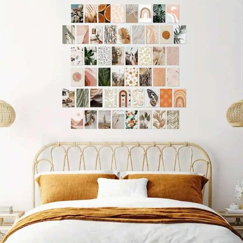 50 Stück Botanische Wandcollage Ästhetik Fotogalerie, Schlafzimmer Dekorative Malerei, Tapeten Wandaufkleber, Bildergalerie
