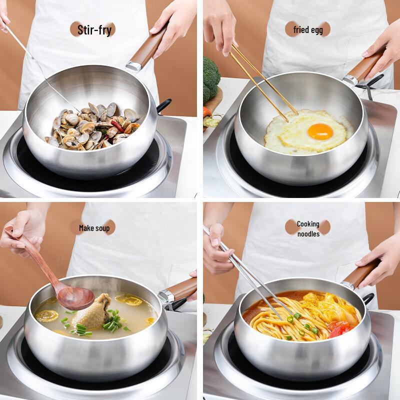 San Jiaolong 28cm Stainless Steel Wok with Steamer & Lid