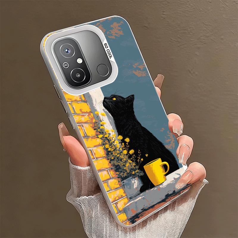 Schwarze Katze Ästhetik Muster Stoßfeste Handyhülle für Xiaomi Poco X7 X6 X5 X3 Pro F7 Ultra M8 Redmi 15C 15 14C 13C 12C 10C 13 12