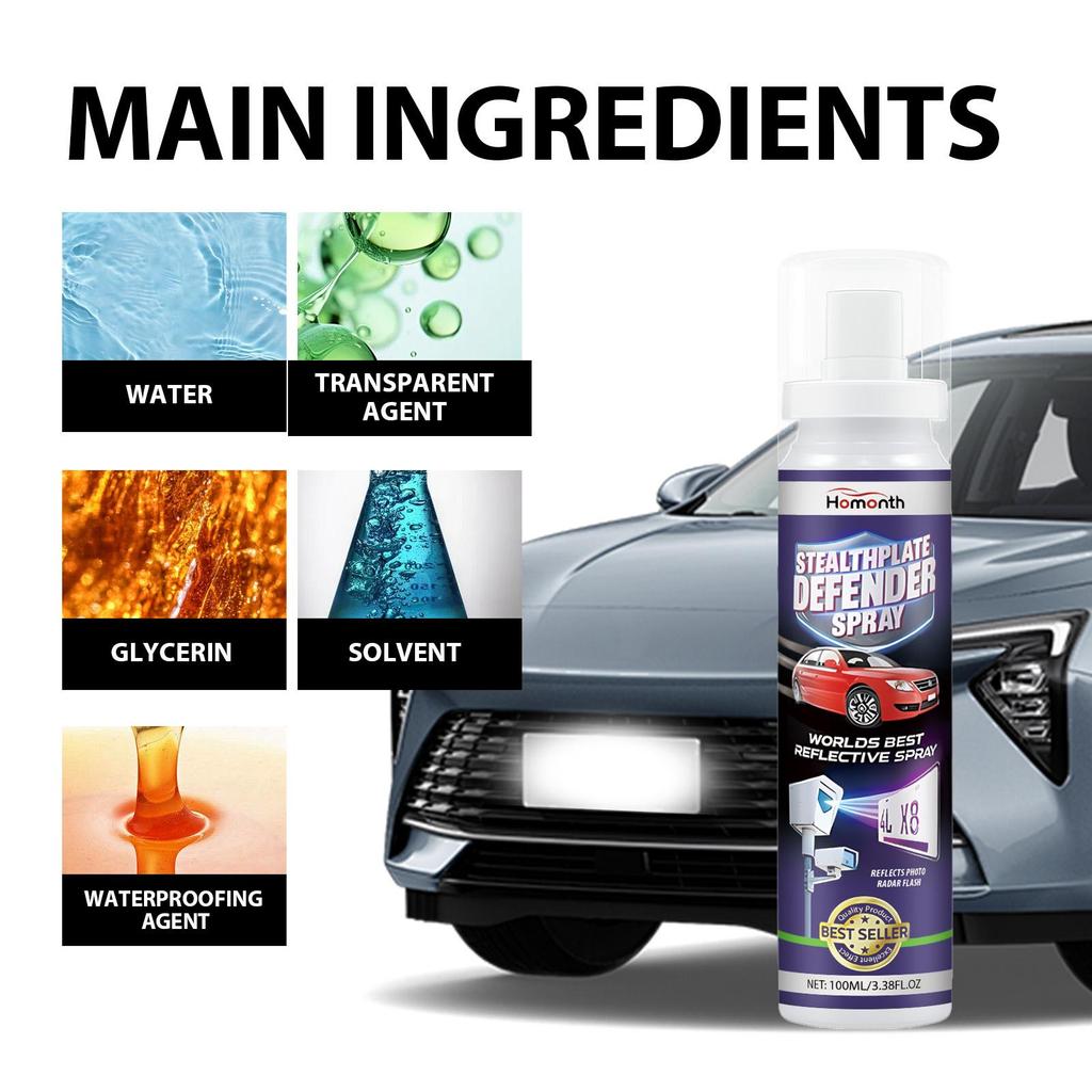 Homonth Car Care Spray Transparent Coating Long-Lasting Protection Portable Suitable for License Plates ,License Plate Stealth Defense Spray100ml