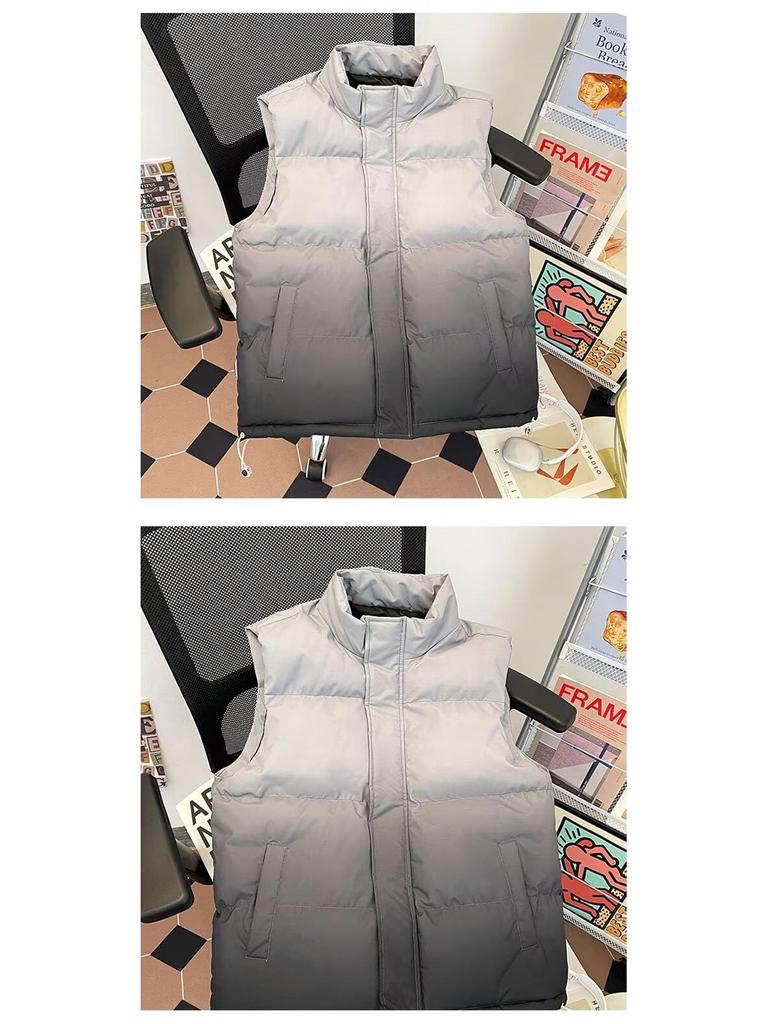 Unisex Gradient Stand Collar Winter Vest - Fashionable, Casual, and Versatile Outerwear