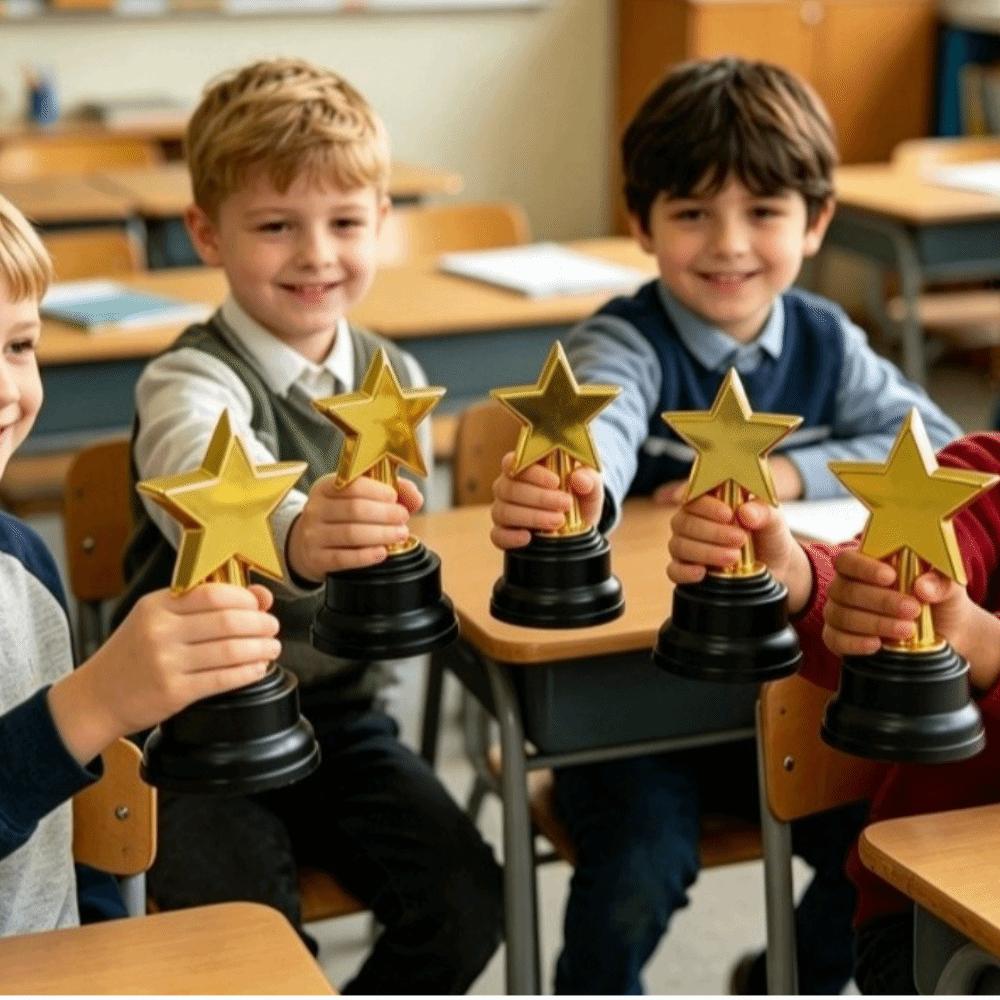 Plastic Material Star Trophy Awards 6-Pack Set Mini Gold Trophies  Kids School Rewards