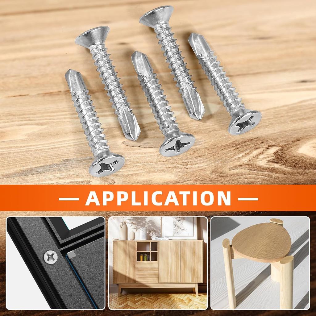 Stainless Steel Countersunk Head Screw Cross Flat Head Self Tapping Screw Plasterboard Wood Screw Repair Fastener Assortment Kit