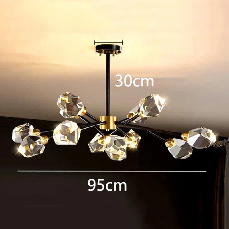 Nordic All-copper Molecular Long Crystal Chandelier Light Luxury Creative Post-modern Atmosphere Living Room LED Pendant Lights