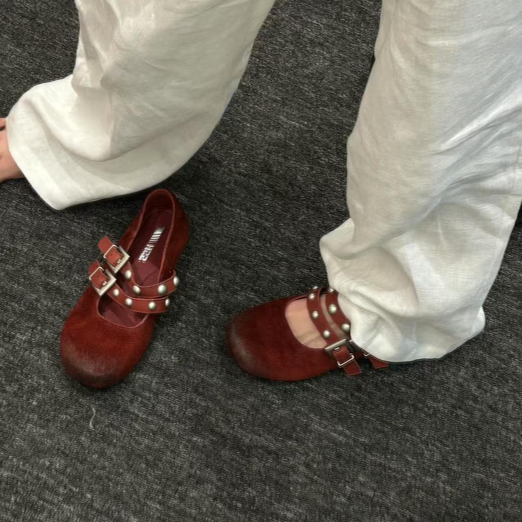 Retro Matte Sheepskin Ballet Shoes Single Shoes Women's 2025 New Versatile Breathable Height Increase Casual Fashion Shoes Women's Shoes