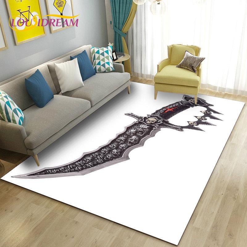 3D Sword Dagger Machete Saber Knife Area Rug,Carpet Rug for Living Room Bedroom Sofa Doormat Decor,Kid Play Non-slip Floor Mat