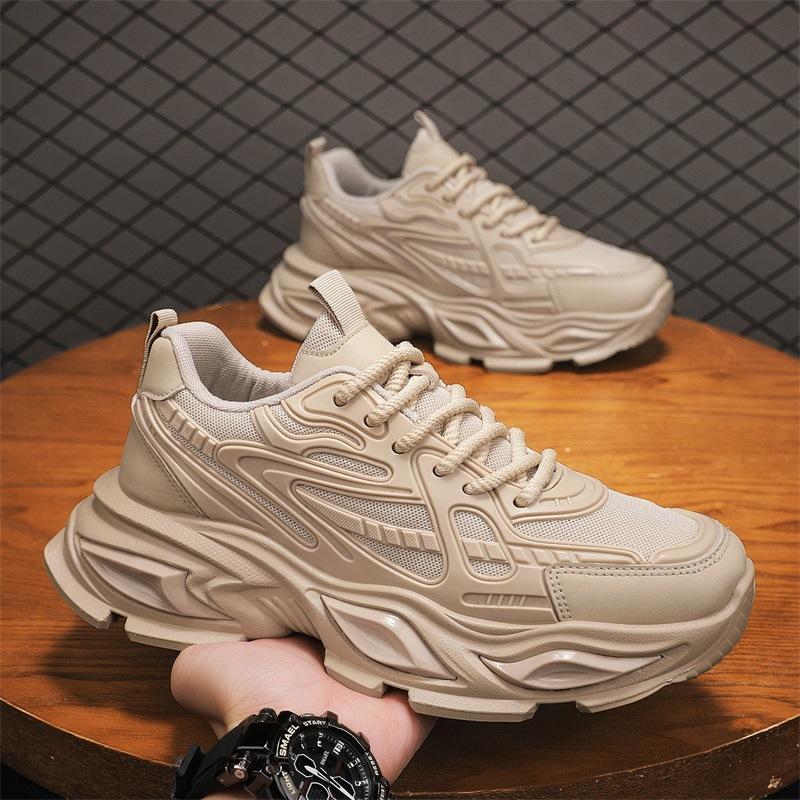 Spring new breathable mesh sports shoes thick sole heightening casual running dad shoes