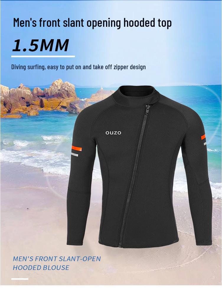 Men's 1.5mm Split Wetsuit: Warm, Long Sleeve, Cold-Proof, UV-Protective for Diving & Surfing