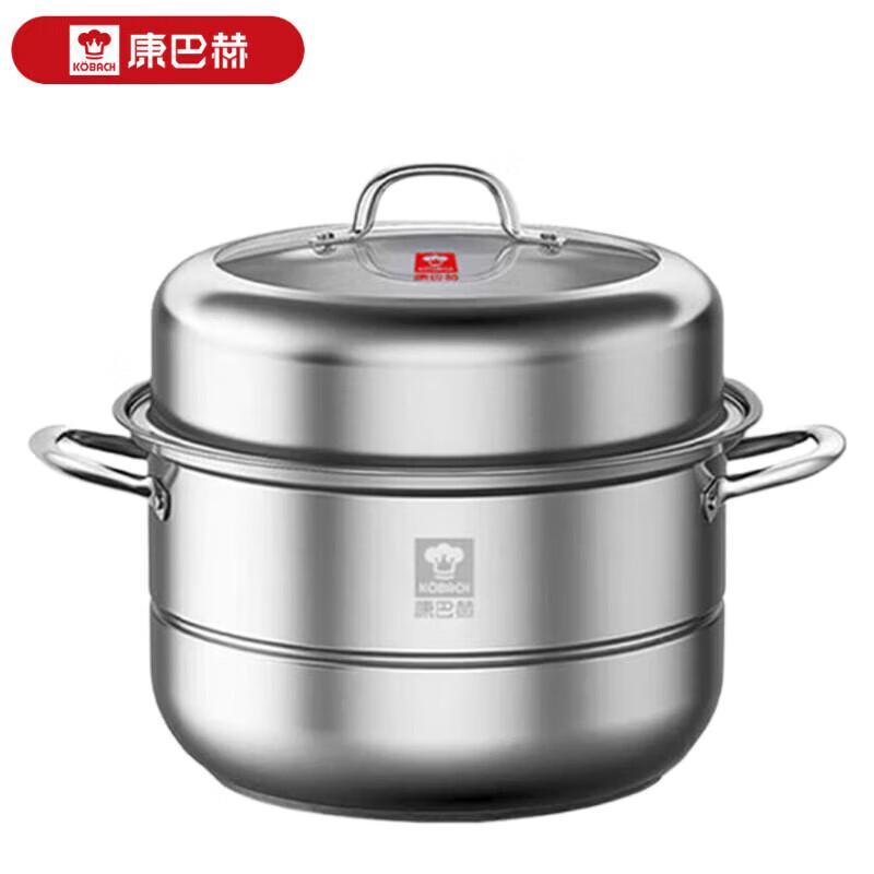 Kangbahe 304 Stainless Steel Double-Layer Composite Bottom Steamer Pot 28cm